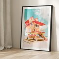 Plakat bez ramy 30x40 - Rajski Widok - plaża miami, domek ratownika