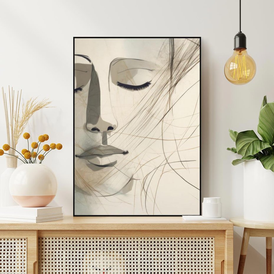 Obraz w ramie 70x100 - Tylko Zamknij Oczy - twarz kobiety, zamknięte oczy - rama czarna
