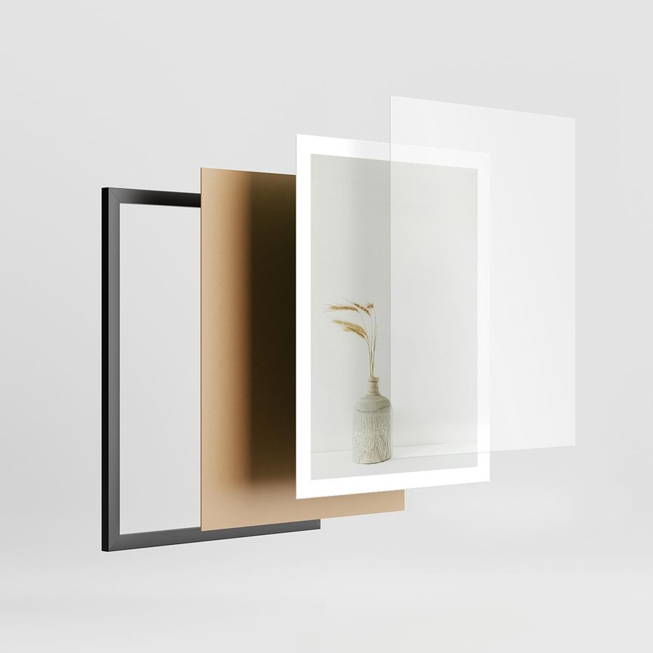 Plakat w ramie 50x70 - Sztuka Prostoty - minimalistyczny wazon, źdźbła traw - rama czarna