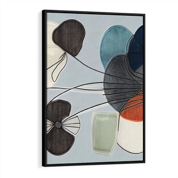 Obraz w ramie 50x70 - Plamy w Niebieskim - sztuka abstrakcyjna, linie - rama czarna