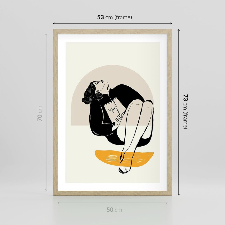 Plakat w ramie 50x70 - Kształt Kobiecego Portretu - grafika, kobieta - rama drewno