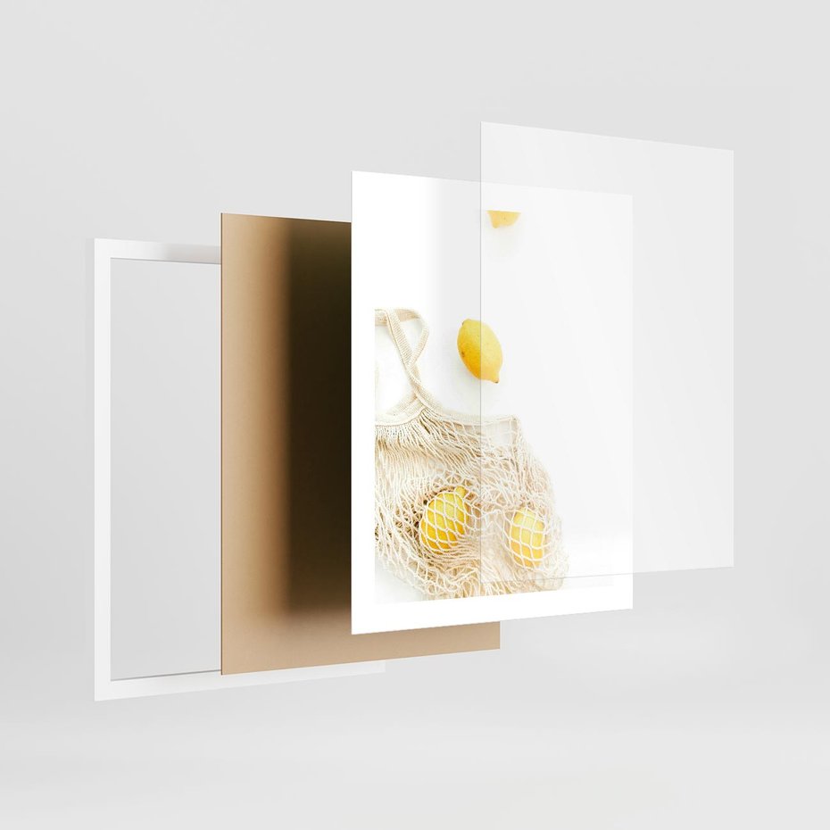 Plakat w ramie 40x50 - Cytrynowa Siatka - cytryny, materiałowa siatka - rama biała