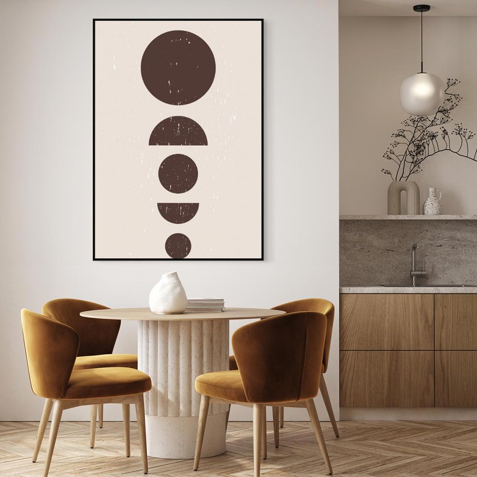 Obraz w ramie 50x70 - Migocące Granice - mid century styl, nowoczesna grafika - rama czarna