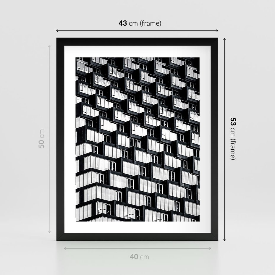 Plakat w ramie 40x50 - Elegancja Wysokości - architektura, wieżowiec - rama czarna