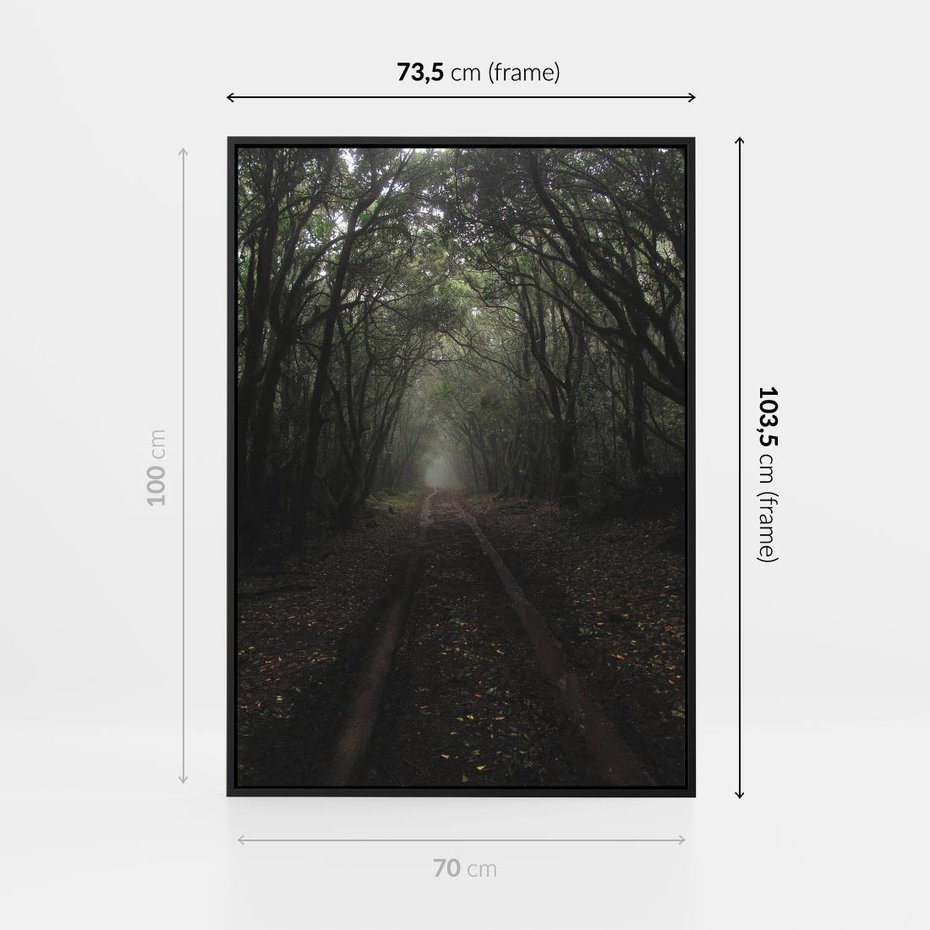 Obraz w ramie 70x100 - Urok Drogi - las, droga - rama czarna