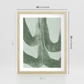 Plakat w ramie 40x50 - Nurtująca Kompozycja Zieleni - abstrakcyjne delikatne zielone linie, podobne do gałęzi kwiatów - rama drewno