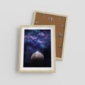 Plakat w ramie 30x40 - Kosmos - Ziemia i Księżyc - kosmos, ziemia - rama drewno