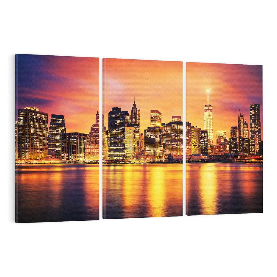 Obraz na płótnie 120x80 - Zachód słońca w Nowym Jorku - Nowy Jork, zachód