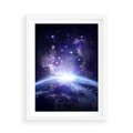 Plakat w ramie 50x70 - Podróż w kosmiczną przestrzeń - kosmos, ziemia - rama biała