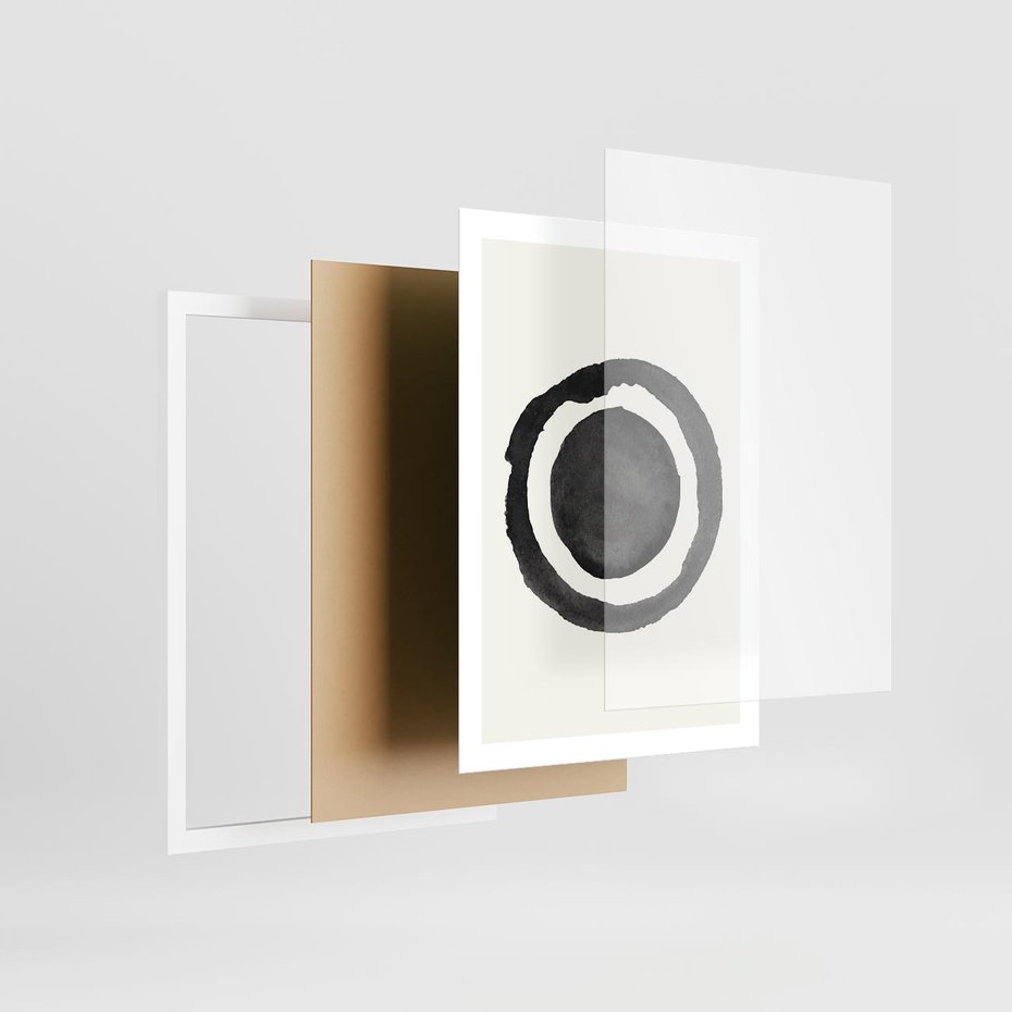 Plakat w ramie 50x70 - Bezgraniczne Widoki - abstrakcyjne plamy okręgi, akwarelowe - rama biała