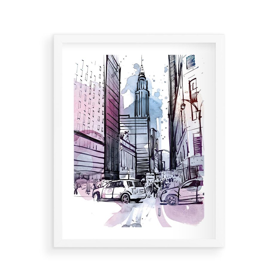 Plakat w ramie 40x50 - Miasto ożywione pulsującym życiem - szkocja, miasto - rama biała