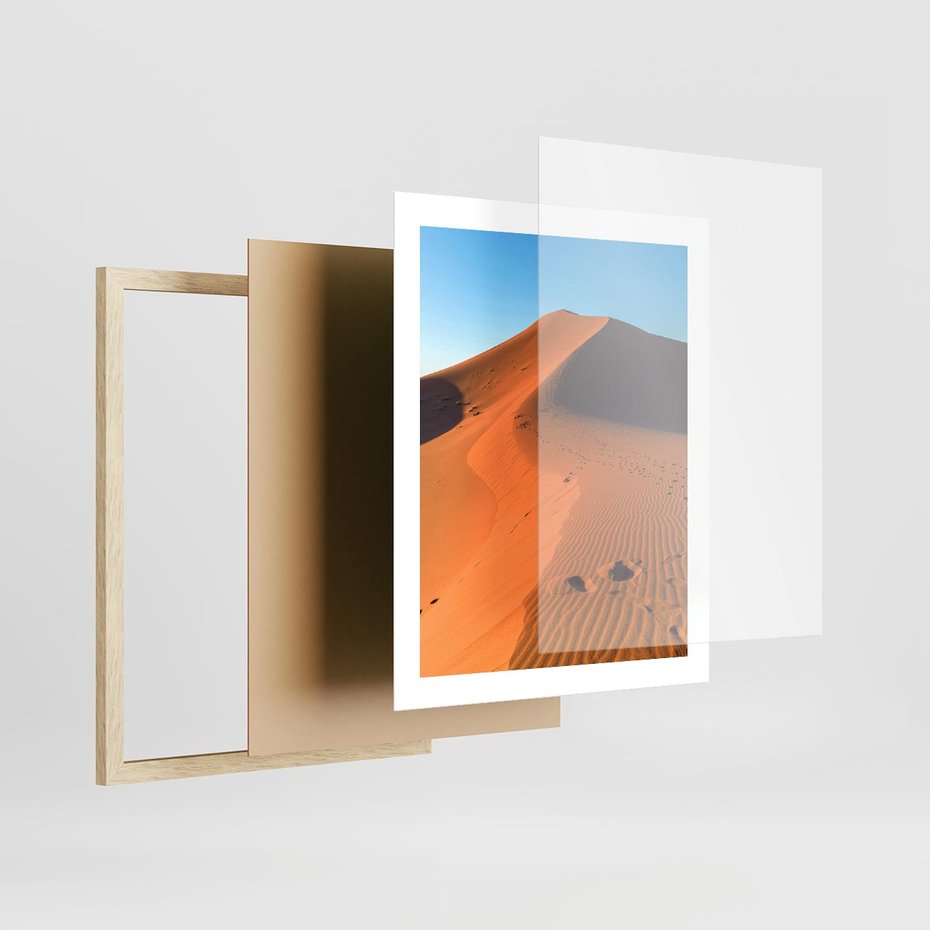 Plakat w ramie 40x50 - Piasek pustyni wędruje - pustynia, piasek - rama drewno