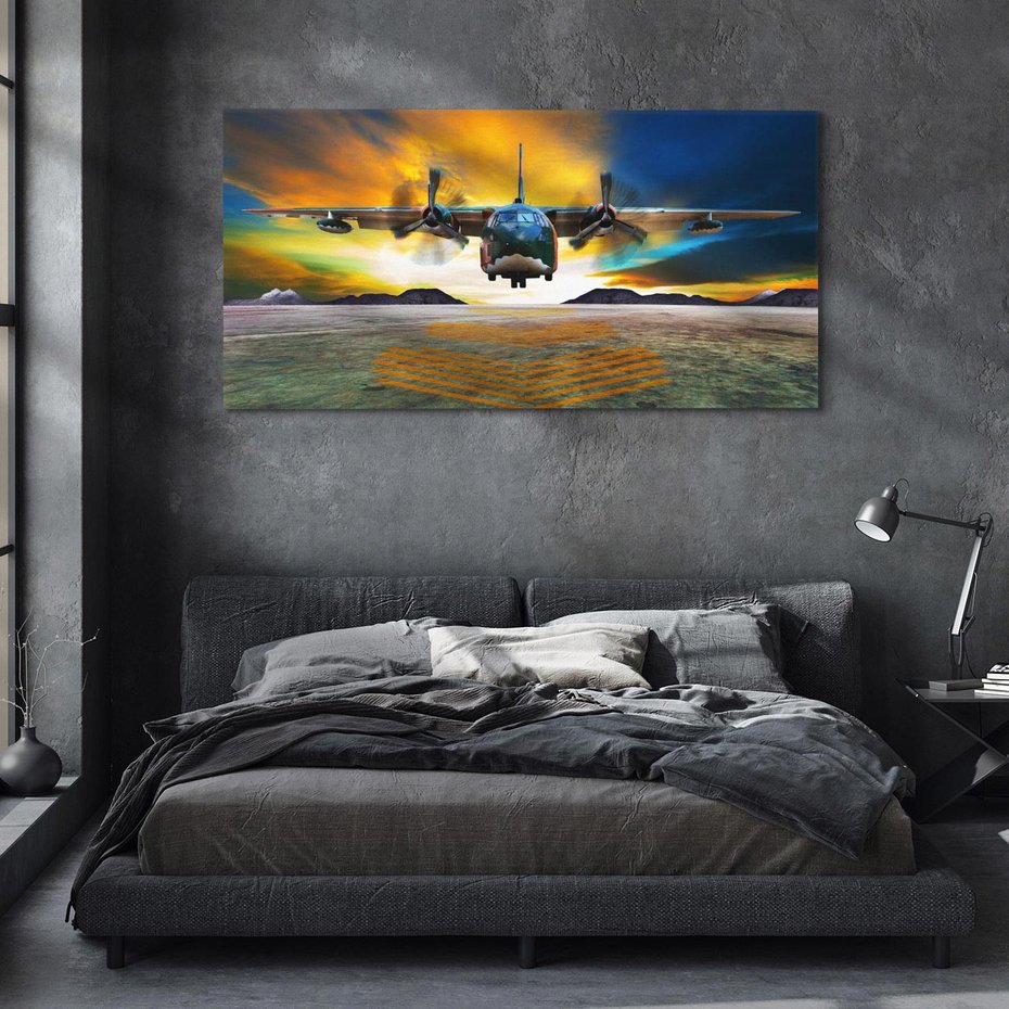 Obraz na płótnie 100x50 - Moc wojskowego transportu: Samolot na misji - samolot, wojsko