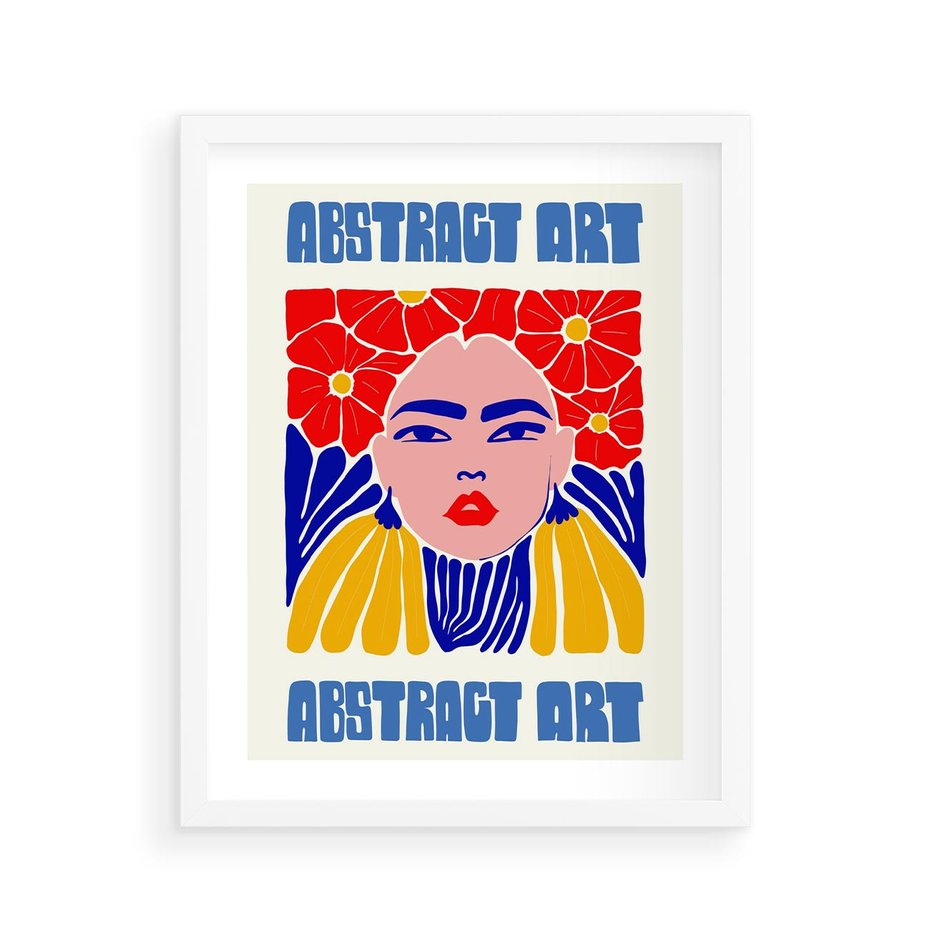 Plakat w ramie 40x50 - Przenikające Refleksje - sztuka abstrakcyjna, nowoczesny plakat - rama biała