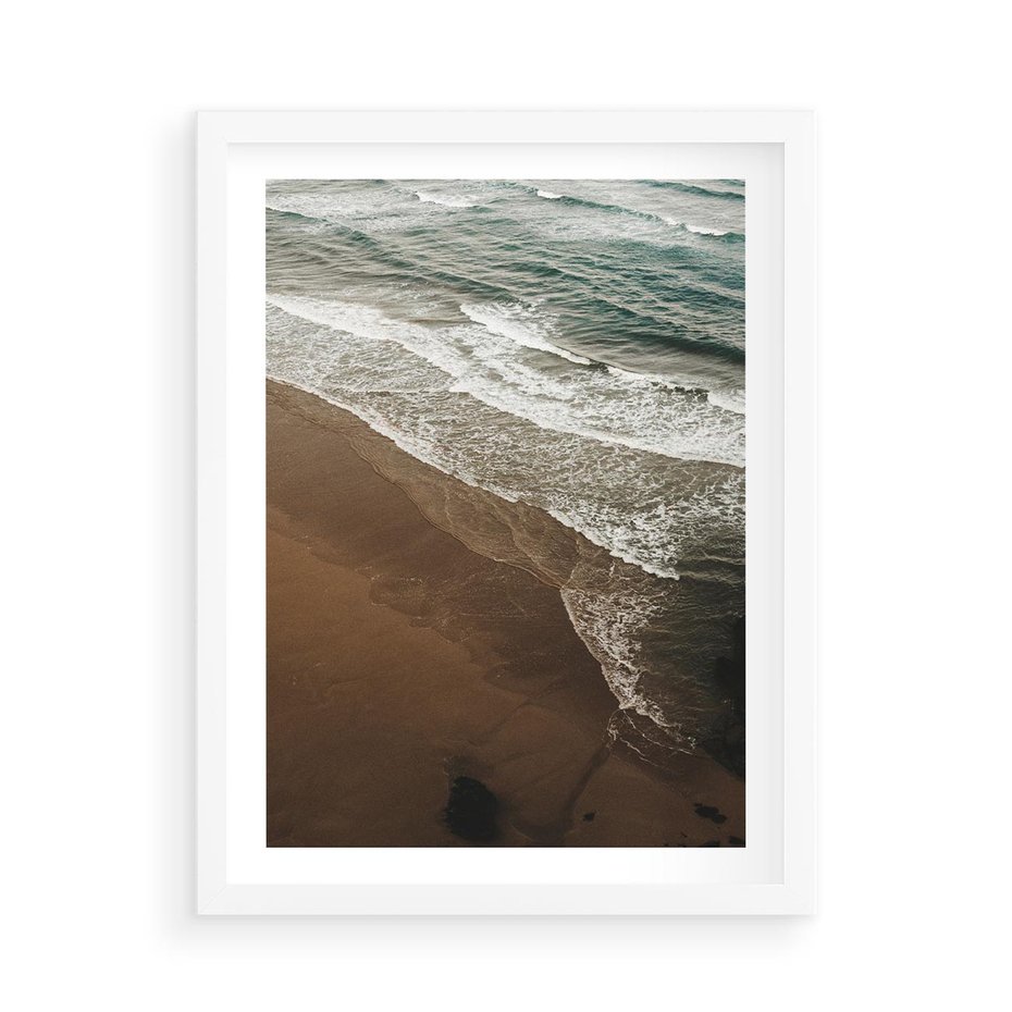 Plakat w ramie 50x70 - Spokój nad plażą - plaża, morze - rama biała