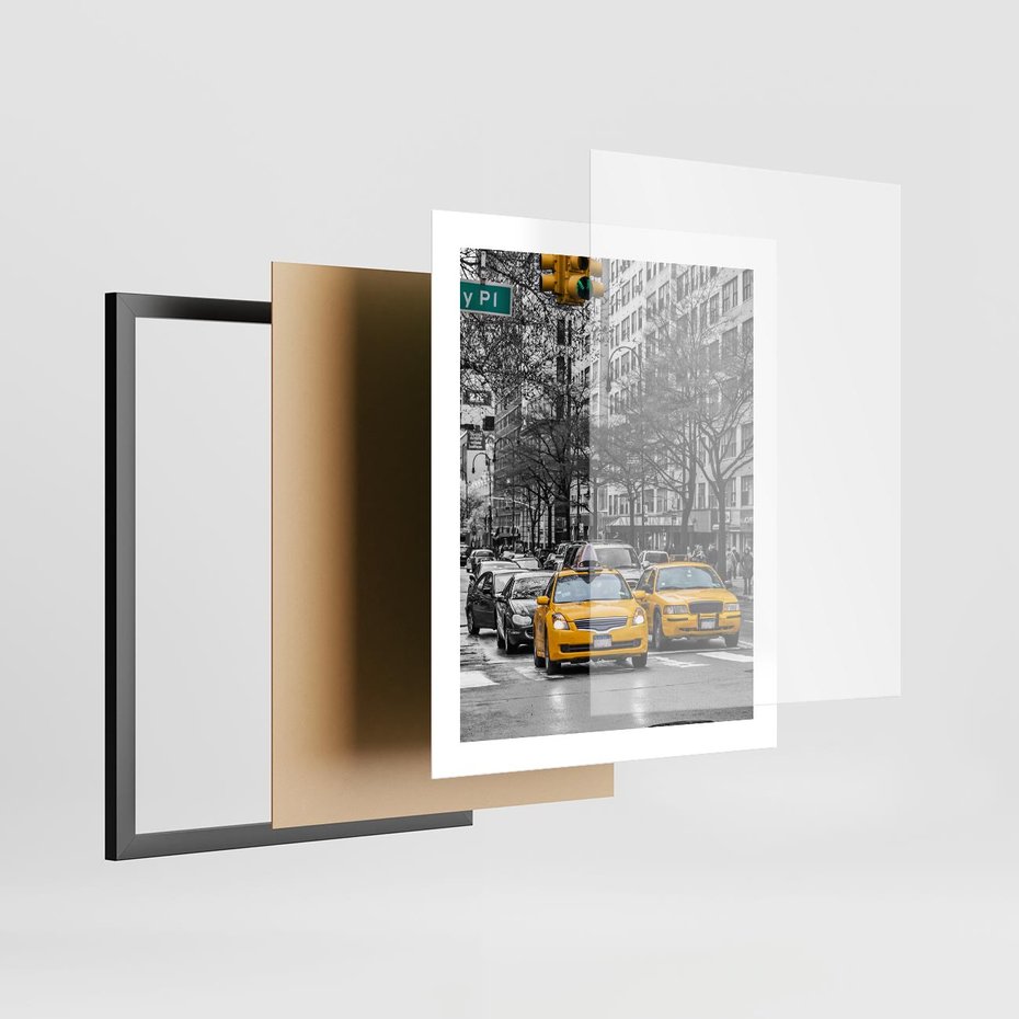 Plakat w ramie 40x50 - Taksówki w Nowym Jorku - taksówki, Nowy Jork - rama czarna