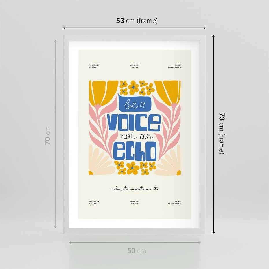 Plakat w ramie 50x70 - Złote Impulsy - typografia, kwiaty - rama biała