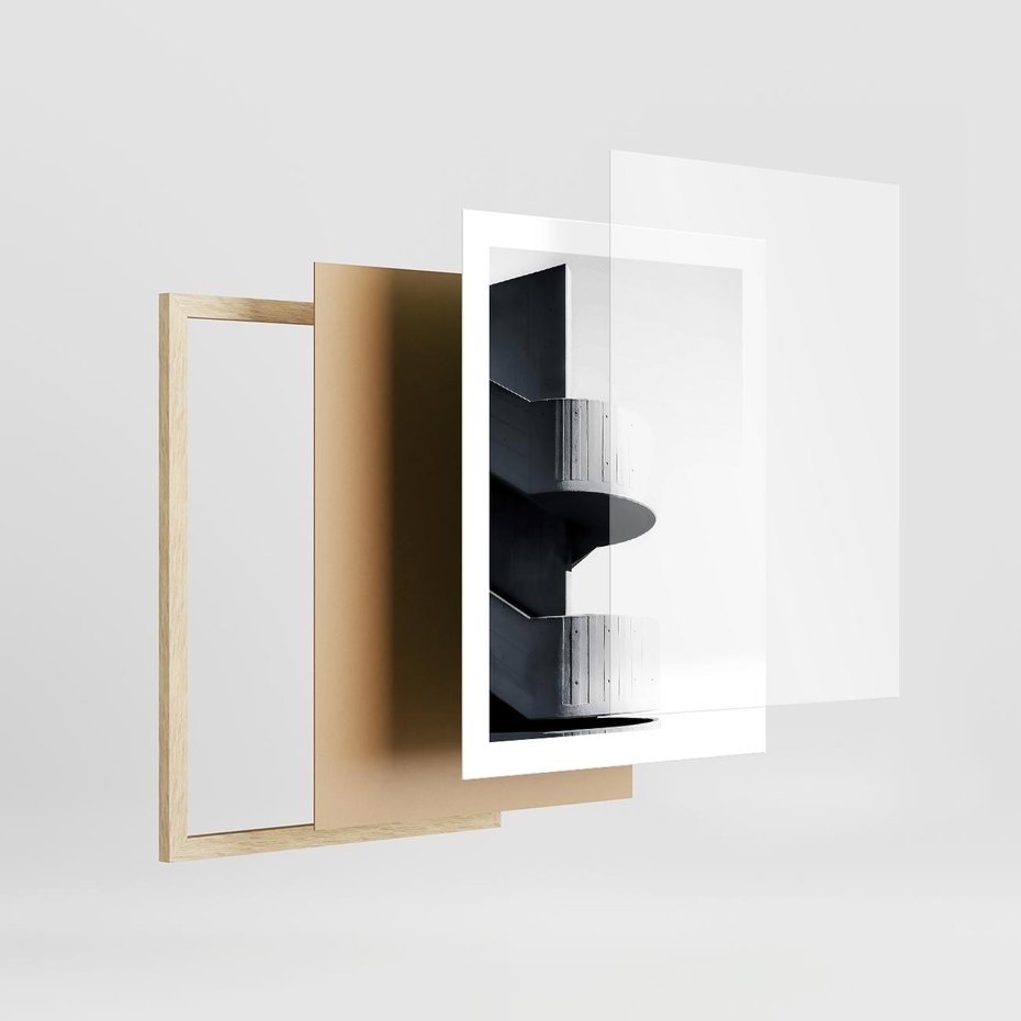 Plakat w ramie 30x40 - Elegancja Współczesności - architektura, nowoczesne formy - rama drewno