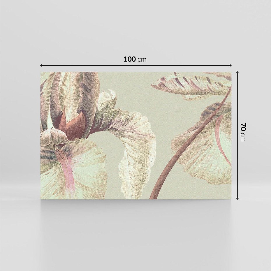 Obraz na płótnie 100x70 - Przenikanie światów barw - kwiaty vintage, tropikalne rośliny