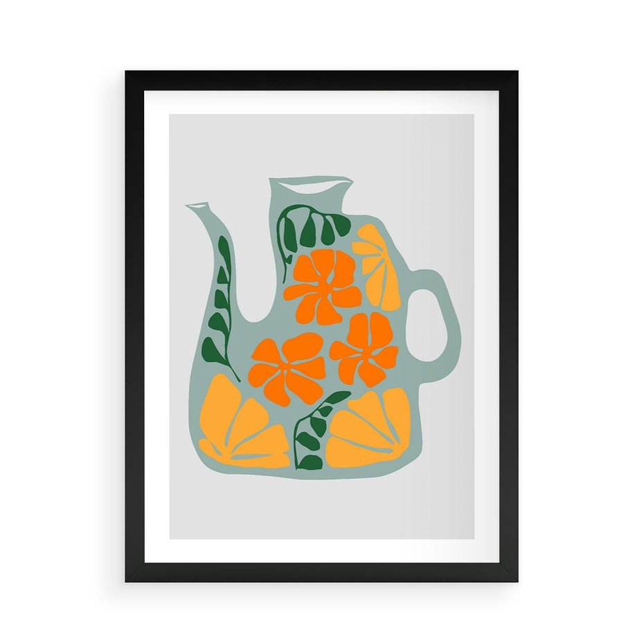 Plakat w ramie 50x70 - Kolorystyczna Ekspresja - czajnik, abstrakcja - rama czarna