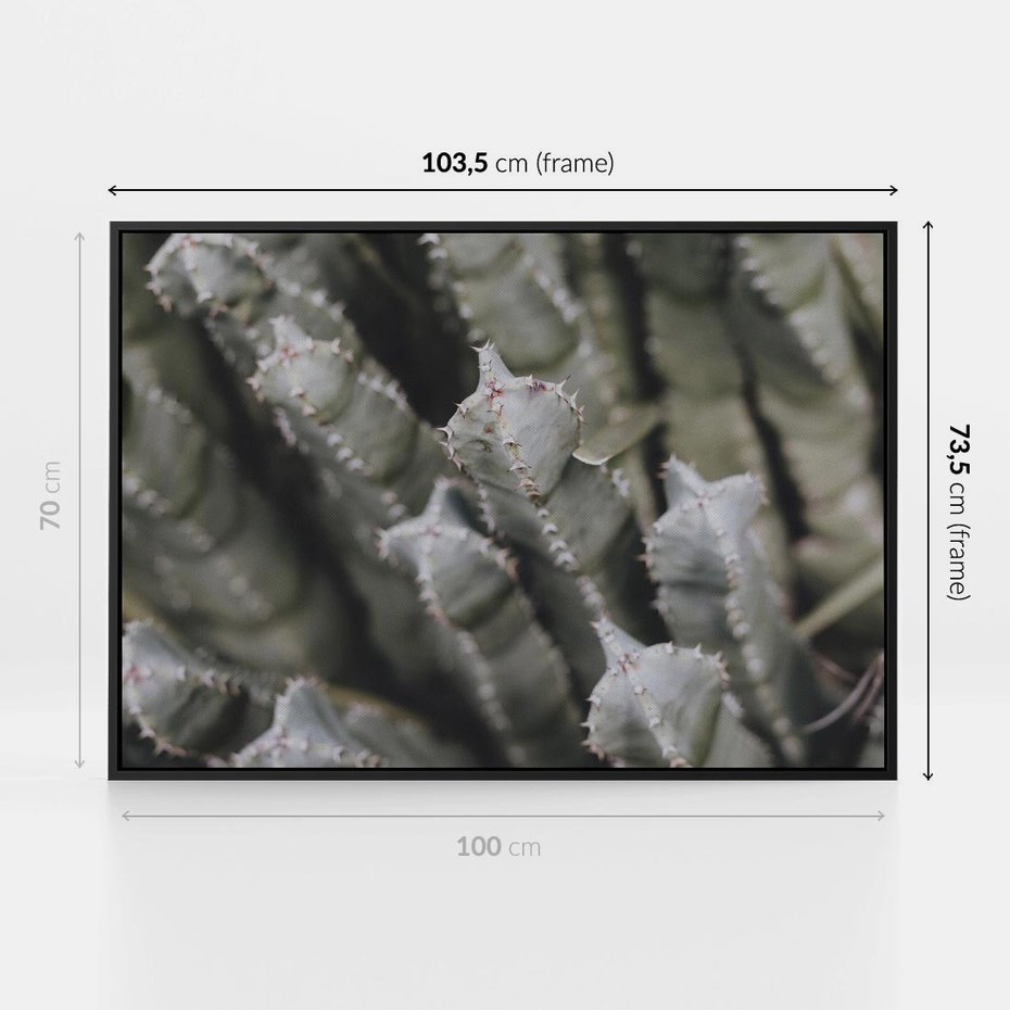 Obraz w ramie 100x70 - Boho kaktusy na pustyni - kaktusy, pustynia - rama czarna