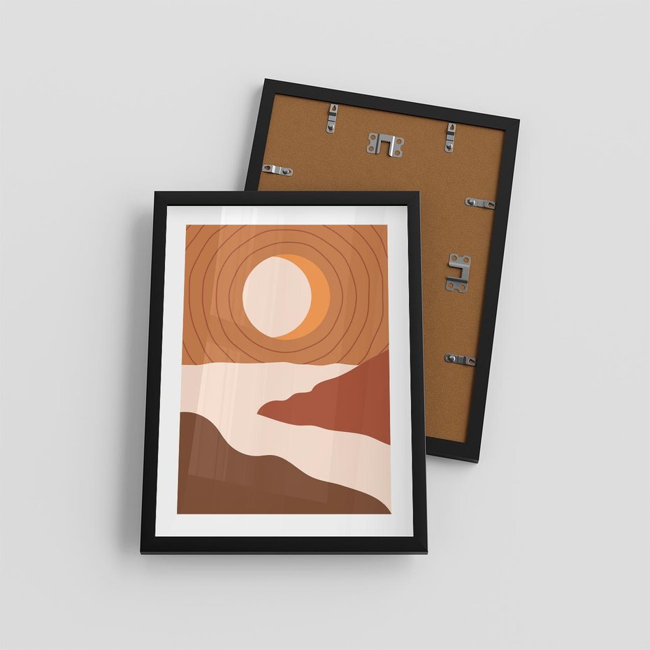 Plakat w ramie 30x40 - Sztuka Zachodu Słońca: Nowoczesna Sceneria - plakat, nowoczesna grafika - rama czarna