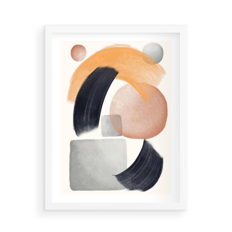 Plakat w ramie 50x70 - Graficzna Kreatywność - abstrakcyjna grafika, plamy - rama biała