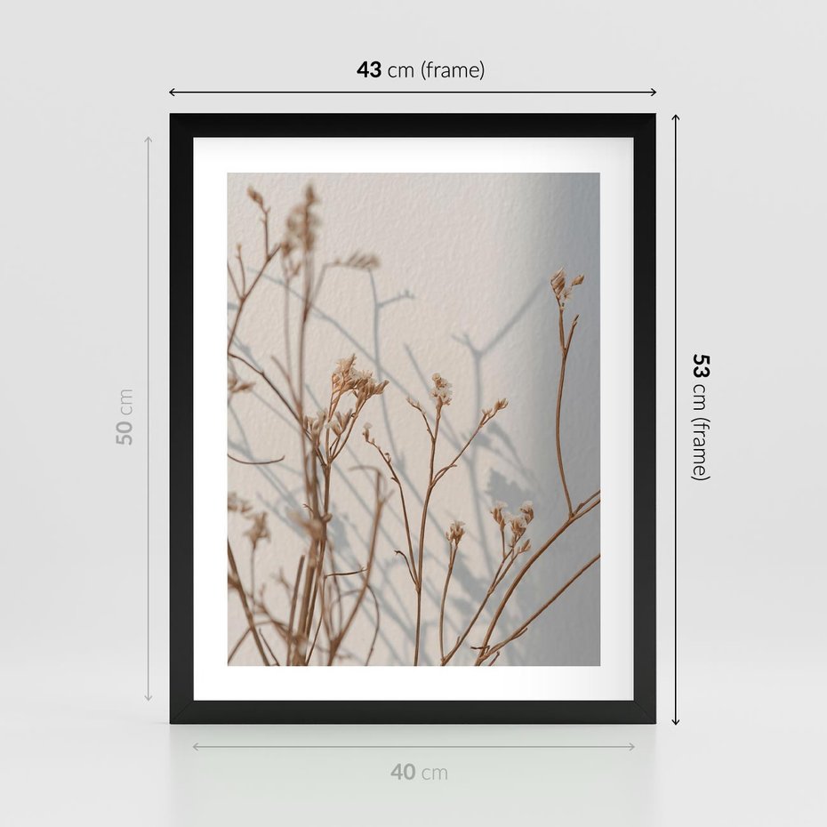 Plakat w ramie 40x50 - Boho gałązki suche - gałązki, suche - rama czarna