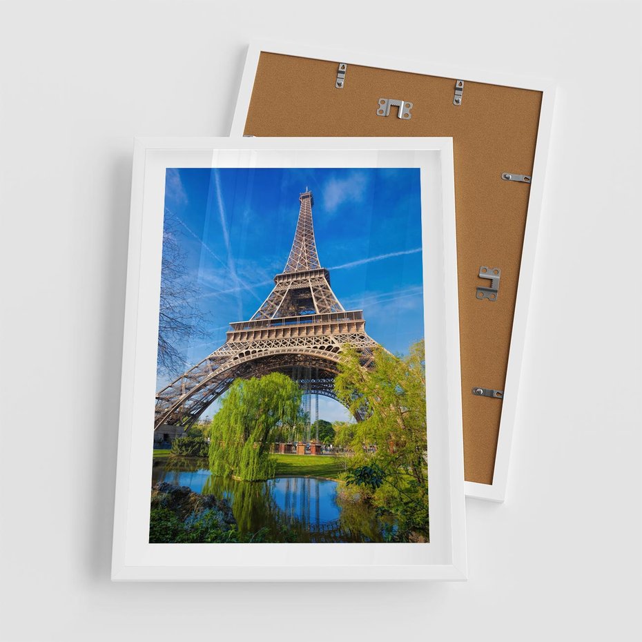 Plakat w ramie 50x70 - Wieża Eiffla w Paryżu - Eiffla, Paryż - rama biała