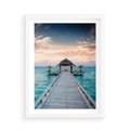 Plakat w ramie 50x70 - Morski Pomost - morze, pomost - rama biała