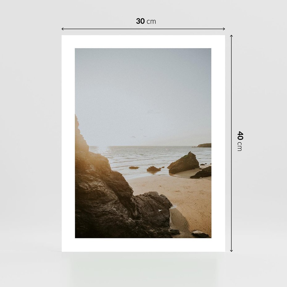 Plakat bez ramy 30x40 - Magia Wieczornego Spokoju - plaża, zachód