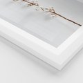 Plakat w ramie 30x40 - Minimalistyczna Gałązka Bawełny - bawełna, gałązka bawełny - rama biała
