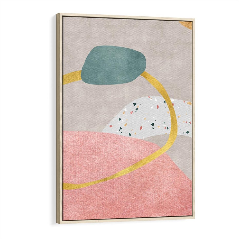 Obraz w ramie 80x120 - Ekspresja w ruchu pędzla - abstrakcja, połączenie kształtów - rama drewno