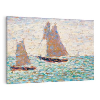 Obraz na płótnie 120x80 - "Dwie Żaglówki w Grandcamp" (1885) Georges Seurat - Reprodukcja - reprodukcja, obraz na płótnie