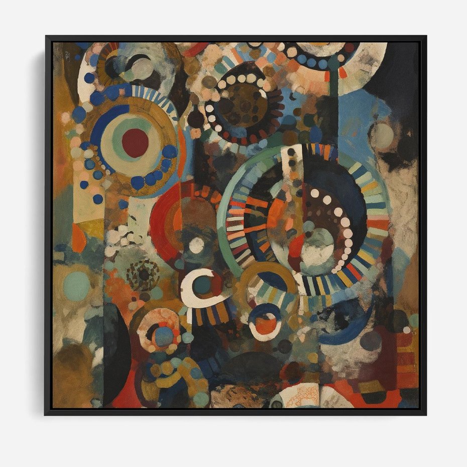 Obraz w ramie 50x50 - Podróżne Wizje Aberracji - abstrakcyjny obraz, mnogość kolorów - rama czarna
