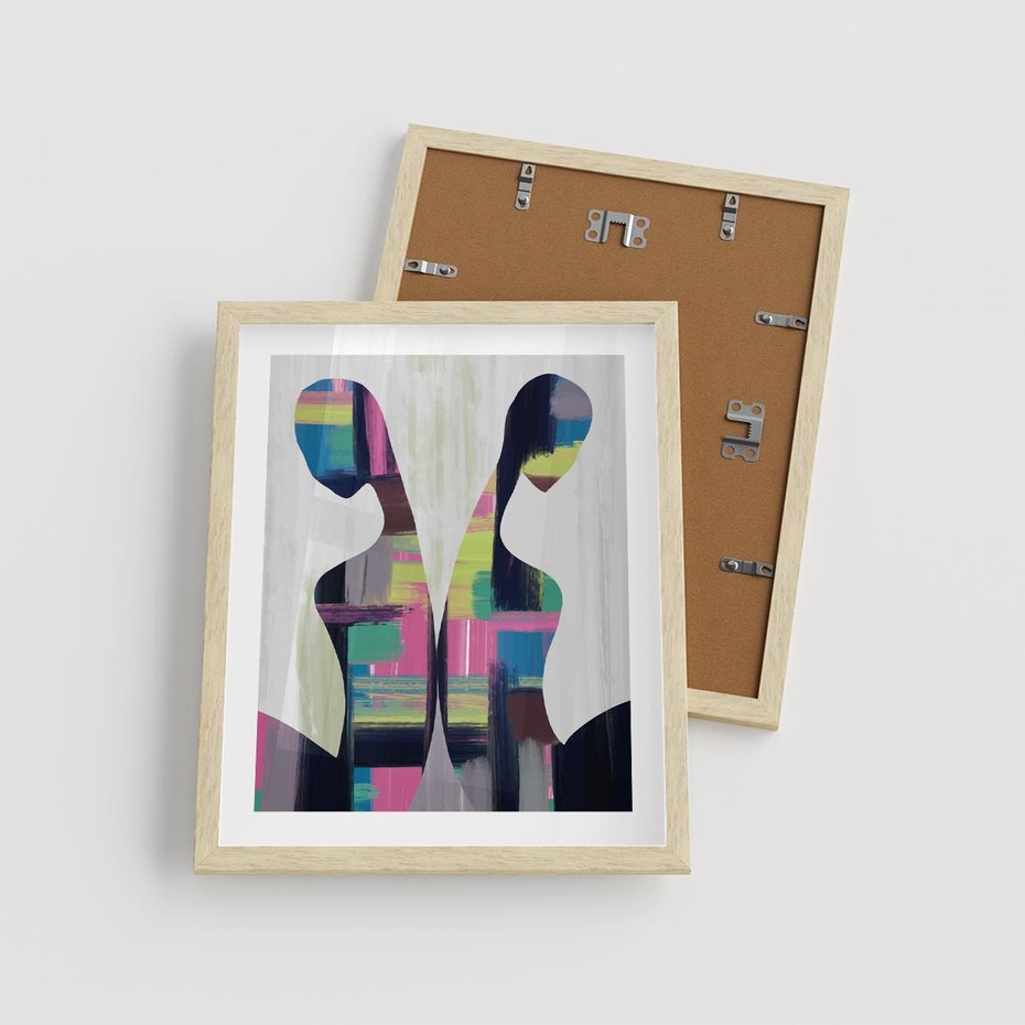 Plakat w ramie 40x50 - Nowa Era - abstrakcyjny plakat, nowoczesna sztuka - rama drewno