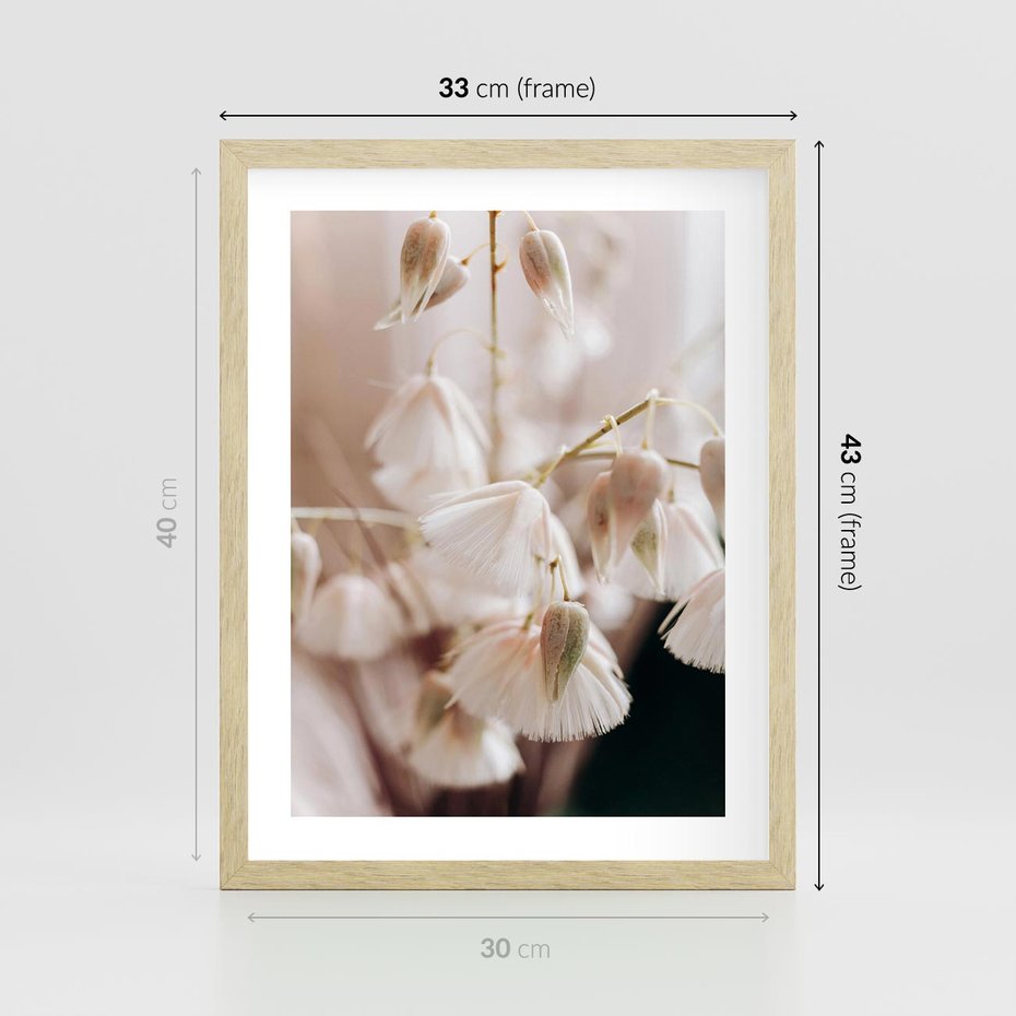 Plakat w ramie 30x40 - Suszona Delikatność - suszone kwiaty, rośliny - rama drewno