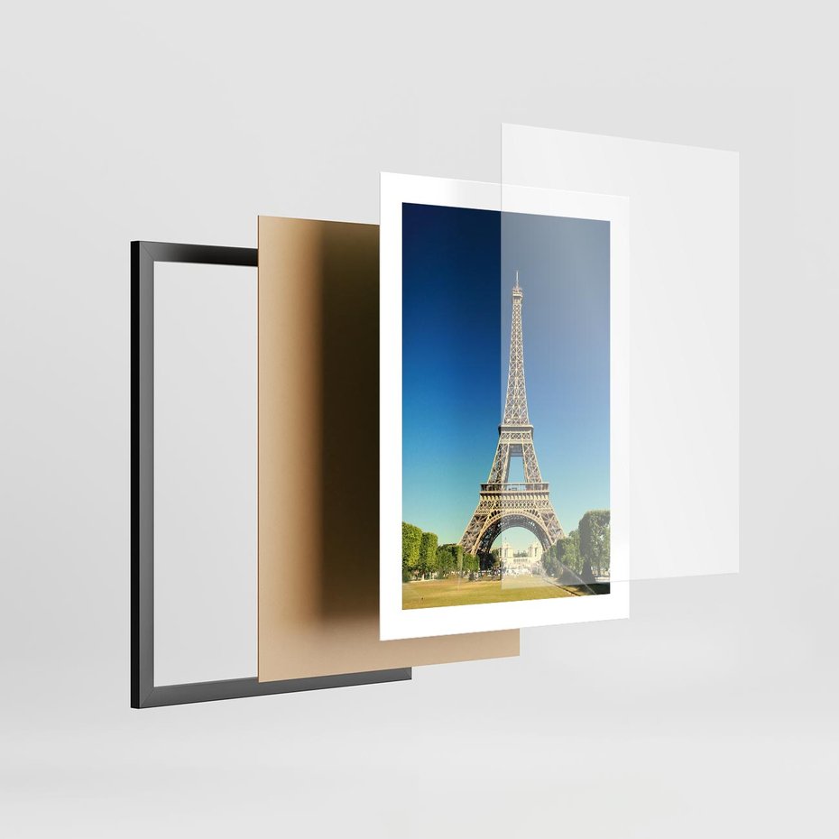 Plakat w ramie 30x40 - Ikoniczny symbol miasta - wieża, Eiffla - rama czarna