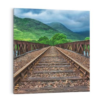 Obraz na płótnie 50x50 - Most Kolejowy - Tropy Podróży w Nocnej Ciszy - most, kolej