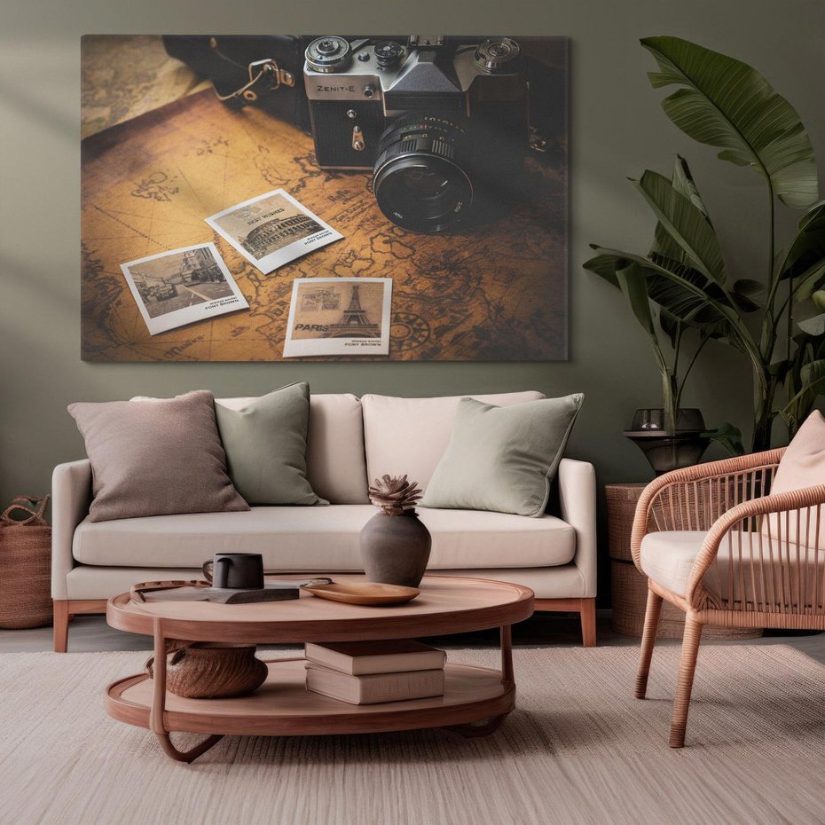 Obraz na płótnie 100x70 - Retro Aparat Zdjęciowy - retro, aparat