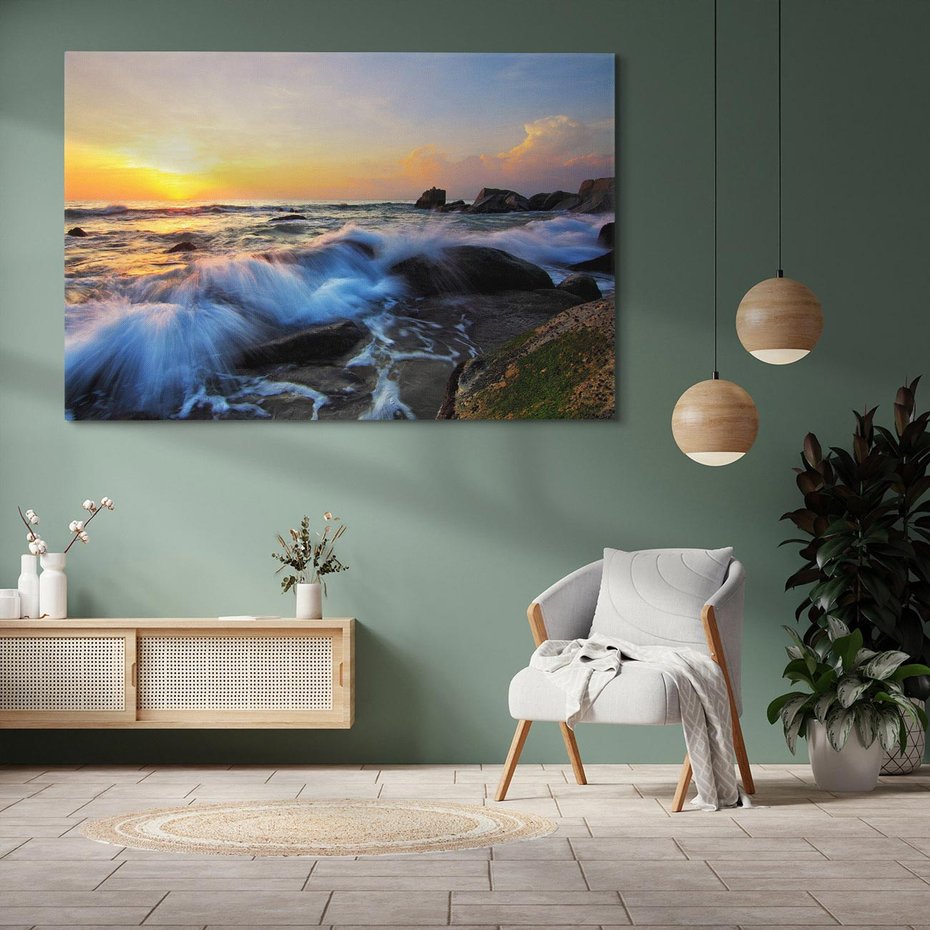 Obraz na płótnie 120x80 - Morze, skały i fale - morze, skały