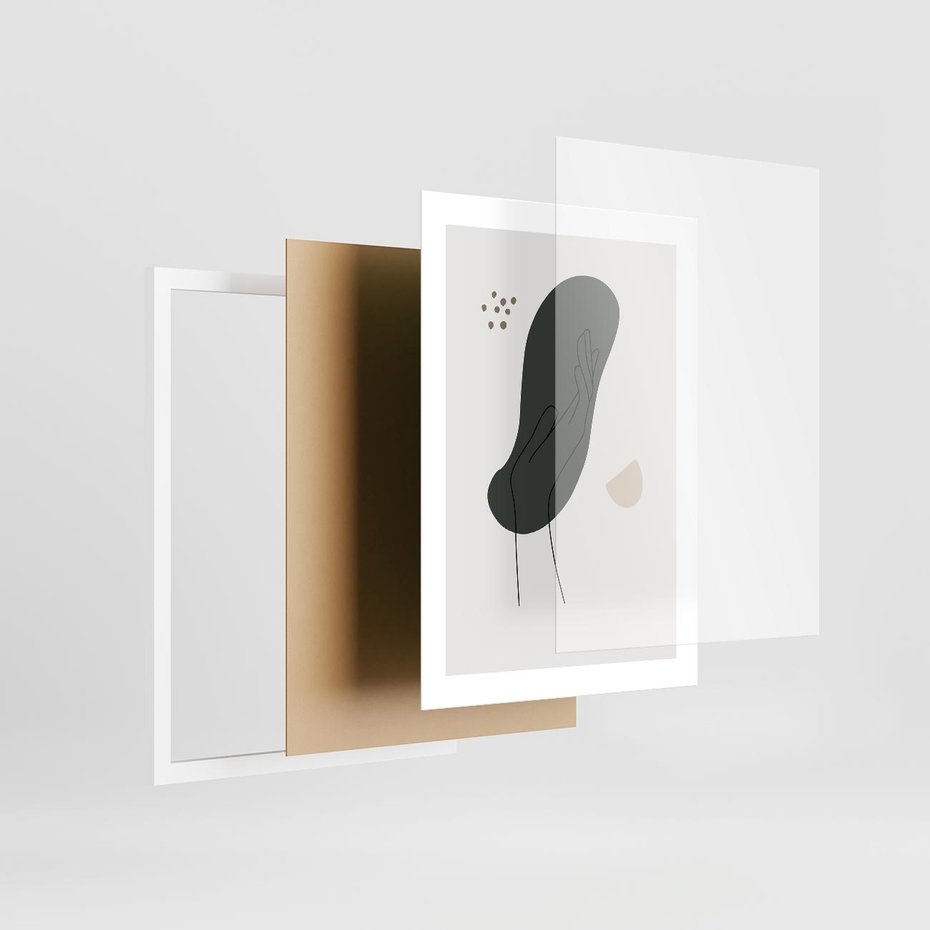 Plakat w ramie 30x40 - Tajemnicze Impulsy - szkic jedną linią, one lone - rama biała