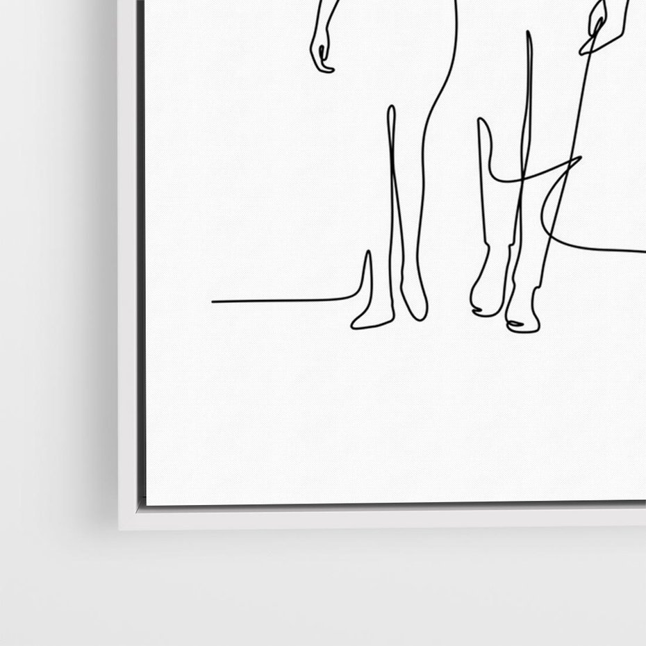 Obraz w ramie 120x80 - Wspólne Kroki - line art, szkic - rama biała