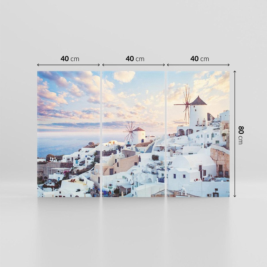 Obraz na płótnie 120x80 - Biel ponad Błękitem - Santorini, białe budynki