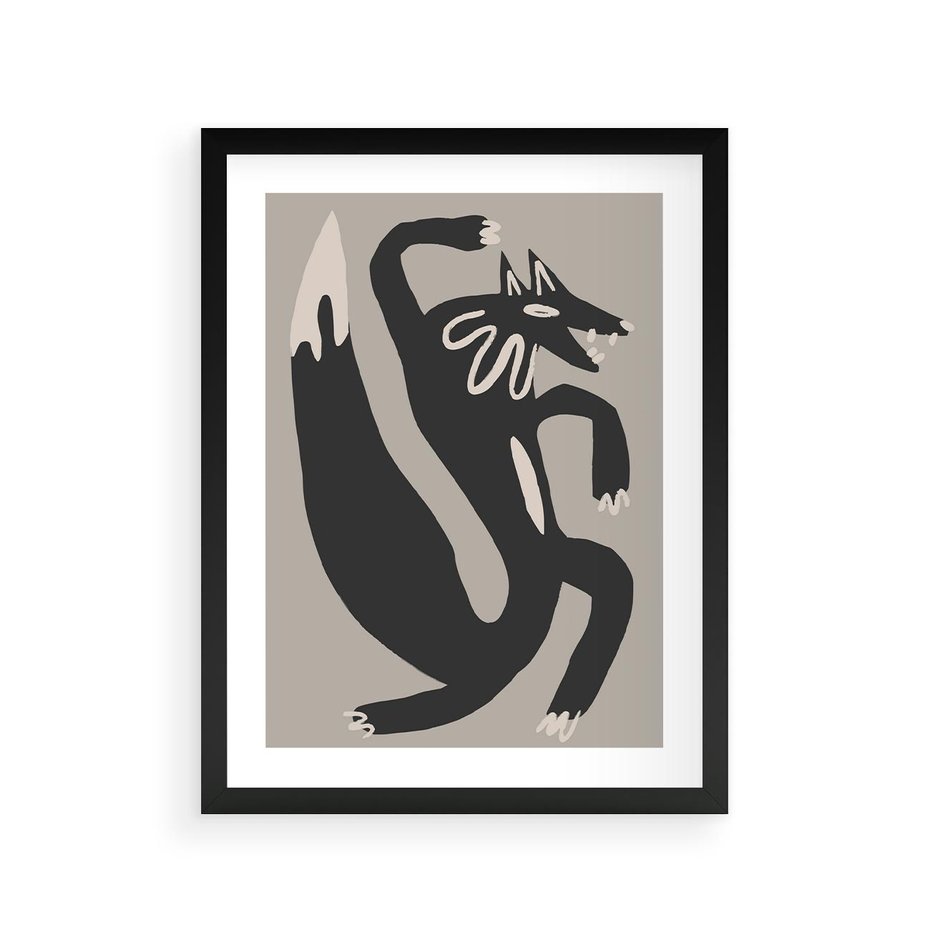 Plakat w ramie 30x40 - Strukturalne Odbicia Północy - skandynawska sztuka, lis - rama czarna