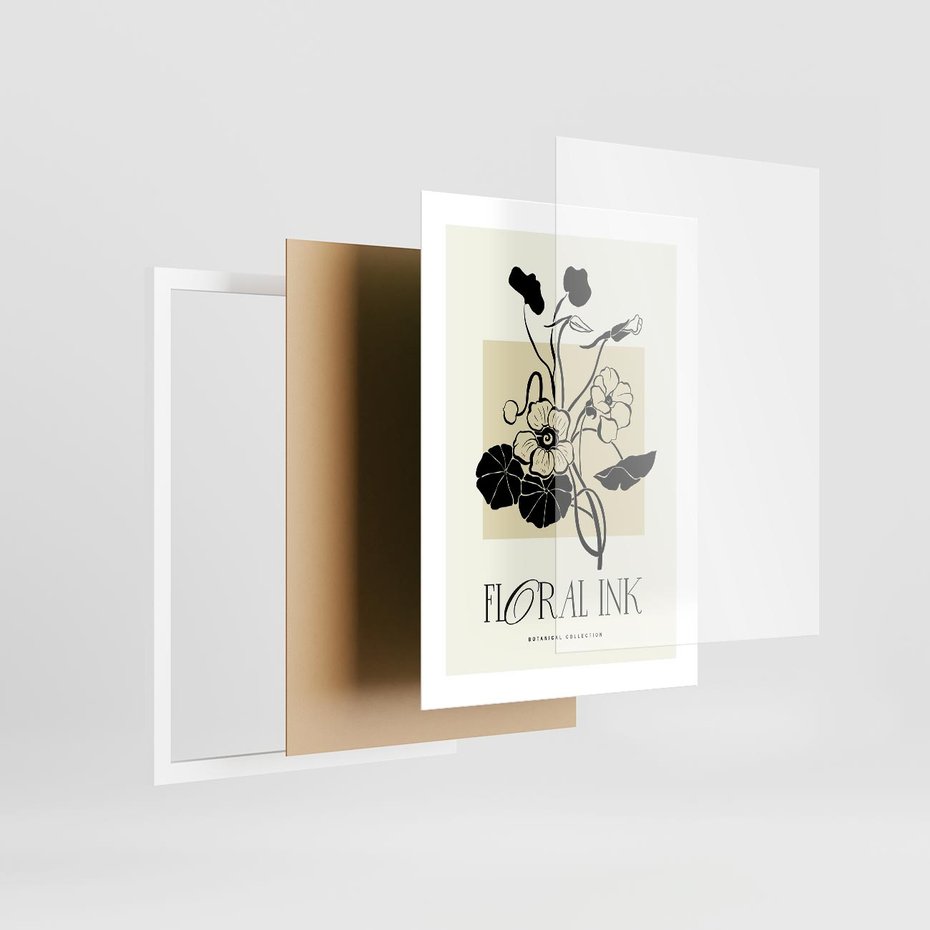 Plakat w ramie 30x40 - Podróż linii kwiatowego czasu - kwiaty, typografia - rama biała