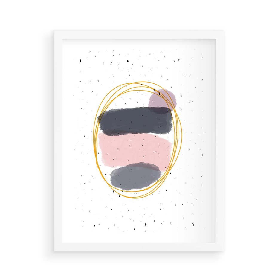 Plakat w ramie 50x70 - Migocące Odbicia - abstrakcyjna kompozycja, jak ręcznie malowana - rama biała