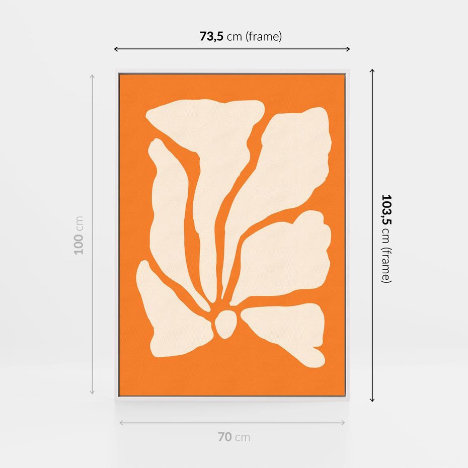 Obraz w ramie 70x100 - Wibracje Barw - abstrakcyjny boho plakat, pomarańczowe tło - rama biała