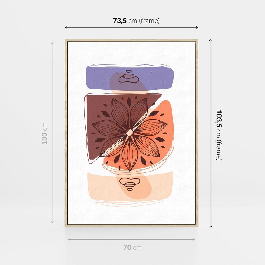 Obraz w ramie 70x100 - Kwiatowa Oaza - abstrakcyjna sztuka, plamy - rama drewno