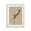 Plakat w ramie 30x40 - Piękno w Detalu - złoty, liść - rama drewno